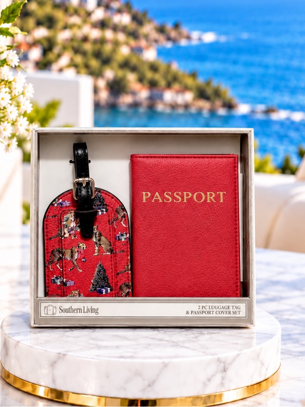 Southern Living Red Passport and Luggage Tag Set NIB